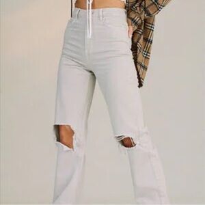 Pacsun 90s Boyfriend Jeans Women’s Size 24 Light Cream High Waist Grunge Ripped